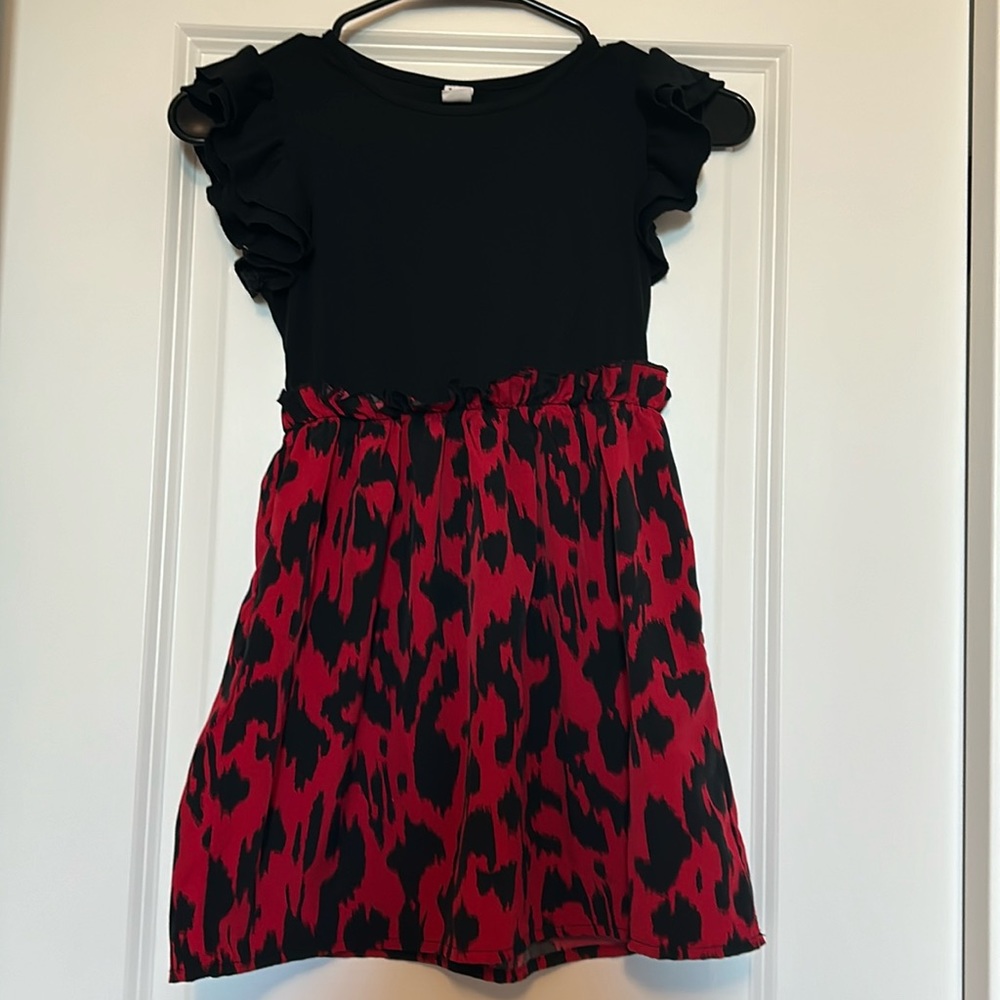 Girls Red Leopard Dress